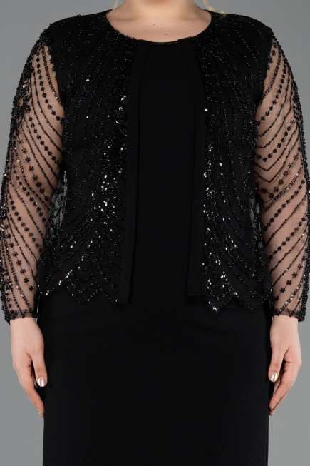Robe de Soirée Grande Taille Midi Noir ABK2418