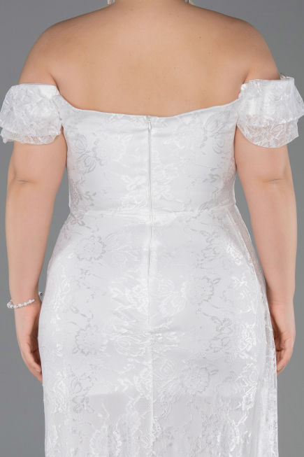 Robe de Soirée Grande Taille Longue Dantelle Blanc ABU5729
