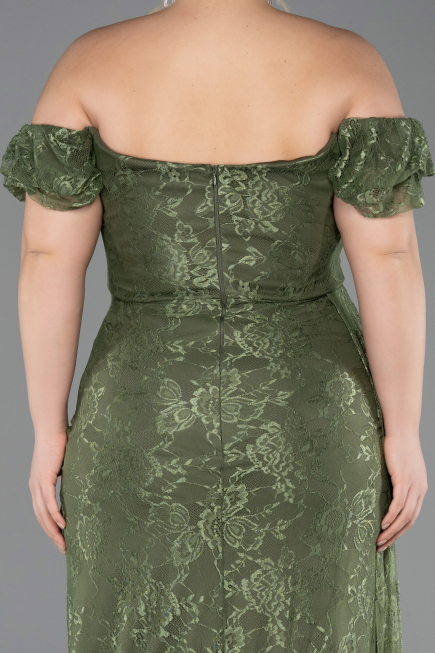 Robe de Soirée Grande Taille Longue Dantelle Kaki ABU5729