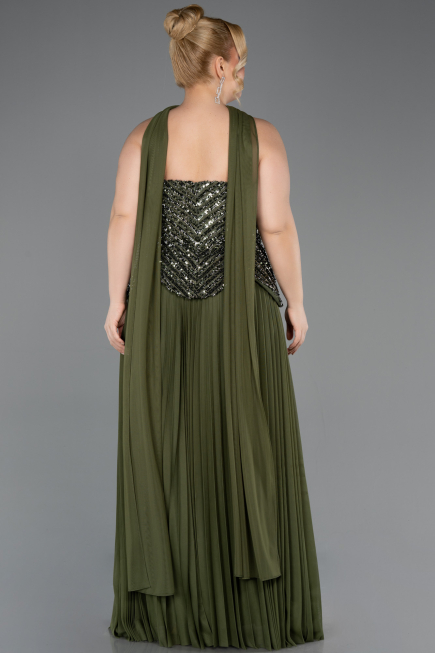 Robe De Soirée Grande Taille Longue Kaki ABU5856