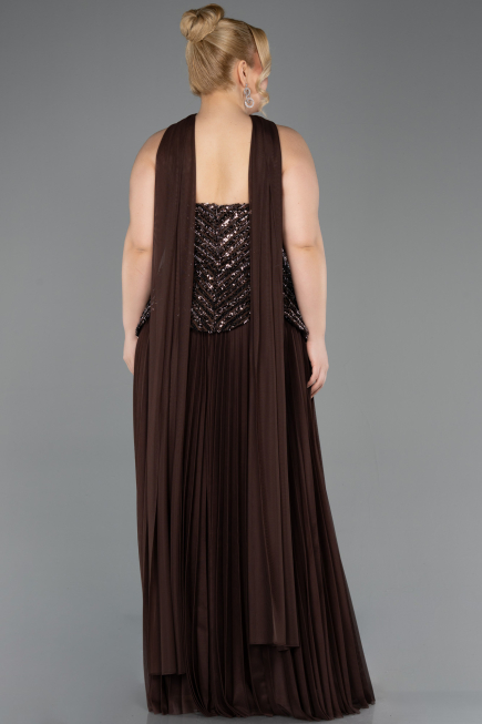 Robe De Soirée Grande Taille Longue Brun ABU5856