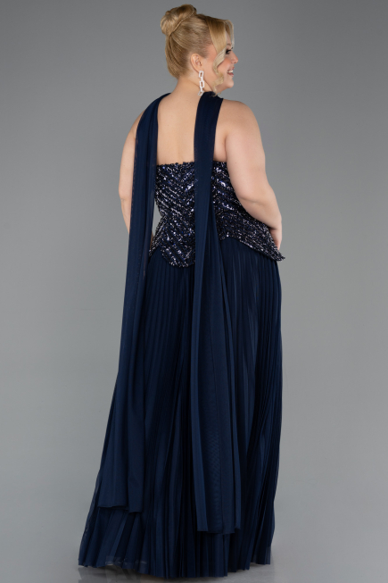 Robe De Soirée Grande Taille Longue Bleu Marine ABU5856