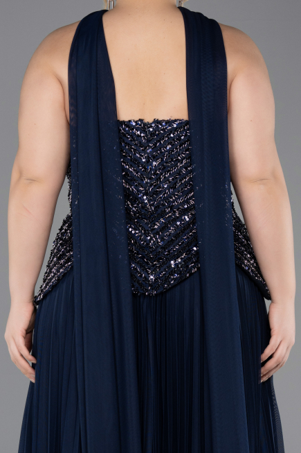 Robe De Soirée Grande Taille Longue Bleu Marine ABU5856