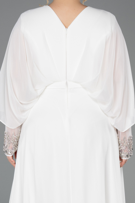 Robe Grande Taille Longue Mousseline Blanc ABU5860