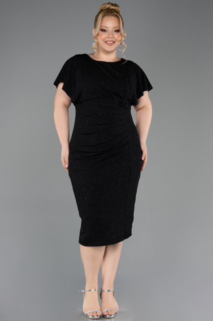 Robe De Soirée Grande Taille Midi Noir ABK2535