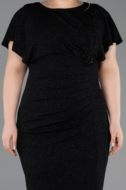 Robe De Soirée Grande Taille Midi Noir ABK2535