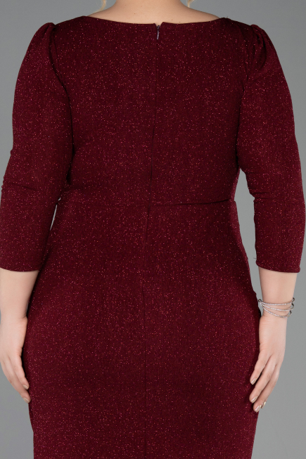 Robe De Invitation Grande Taille Courte Rouge Bordeaux ABK2537