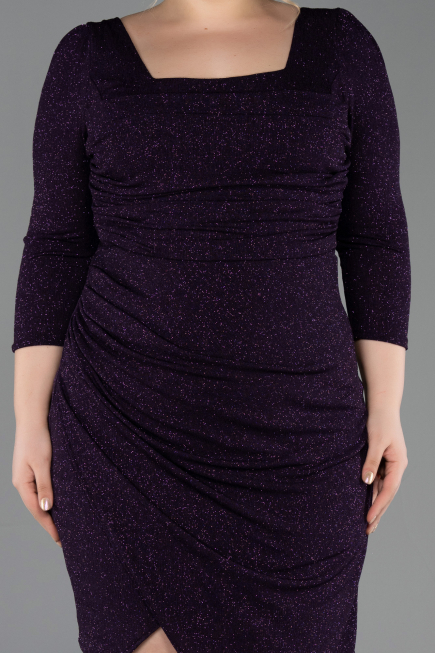 Robe De Invitation Grande Taille Courte Violet Foncé ABK2537