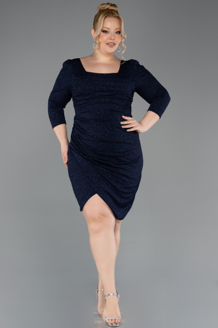 Robe De Invitation Grande Taille Courte Bleu Marine ABK2537