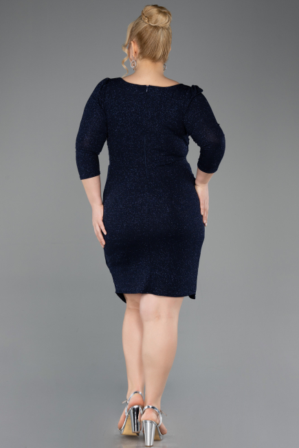 Robe De Invitation Grande Taille Courte Bleu Marine ABK2537