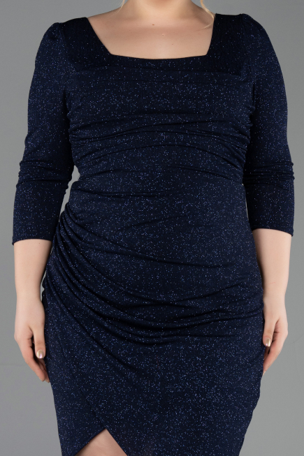 Robe De Invitation Grande Taille Courte Bleu Marine ABK2537