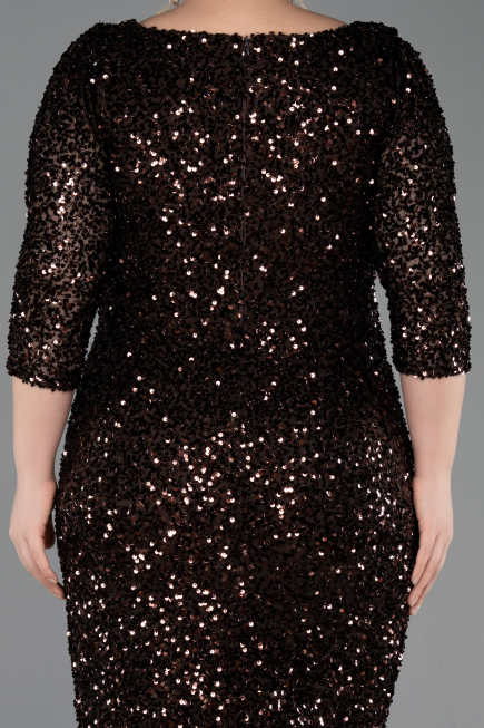 Robe De Invitation Grande Taille Midi Brun ABK2540
