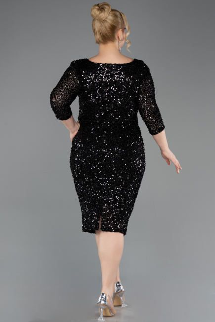 Robe De Invitation Grande Taille Midi Noir ABK2540