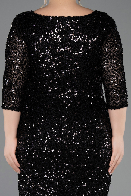 Robe De Invitation Grande Taille Midi Noir ABK2540