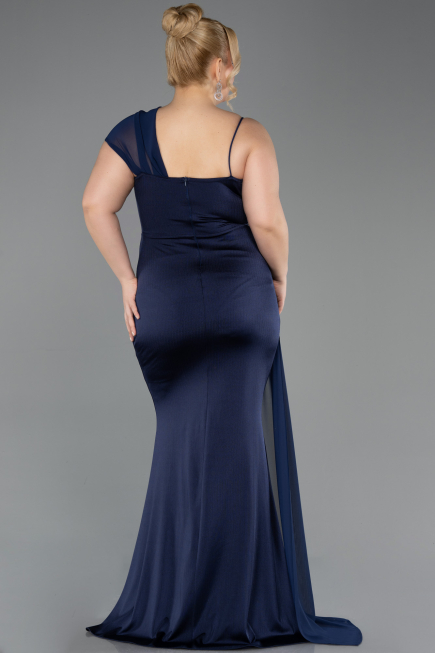 Robe Grande Taille Longue Bleu Marine ABU5827