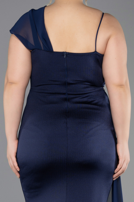 Robe Grande Taille Longue Bleu Marine ABU5827