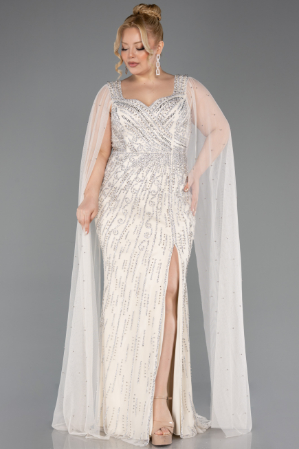 Robe De Soirée Grande Taille Longue Pierreux Beige ABU5752