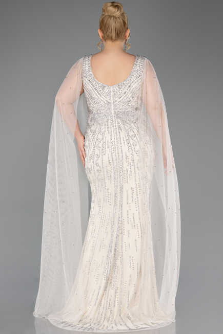 Robe De Soirée Grande Taille Longue Pierreux Beige ABU5752