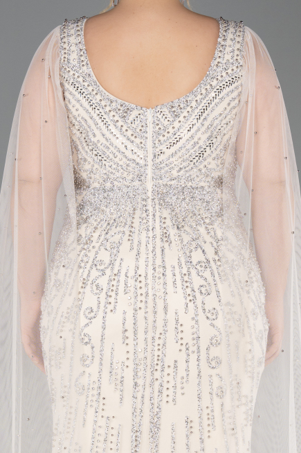 Robe De Soirée Grande Taille Longue Pierreux Beige ABU5752