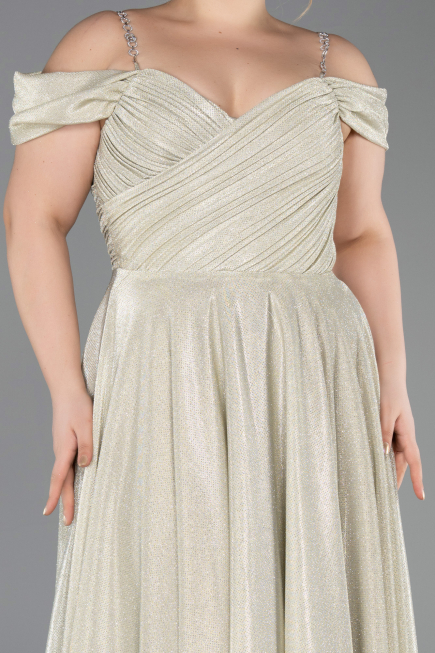 Robe de Soirée Grande Taille Longue Beige ABU5716