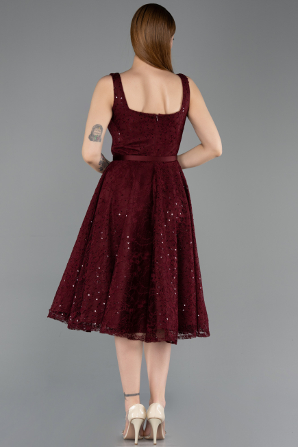 Tenue de Soirée Midi Dantelle Rouge Bordeaux ABK2549