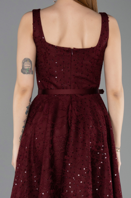 Tenue de Soirée Midi Dantelle Rouge Bordeaux ABK2549