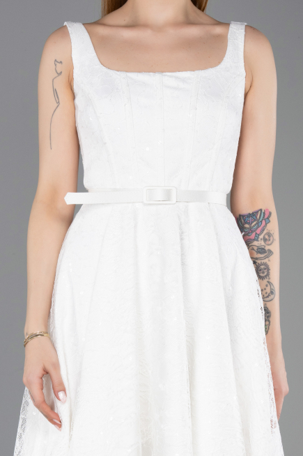 Tenue de Soirée Midi Dantelle Blanc ABK2549