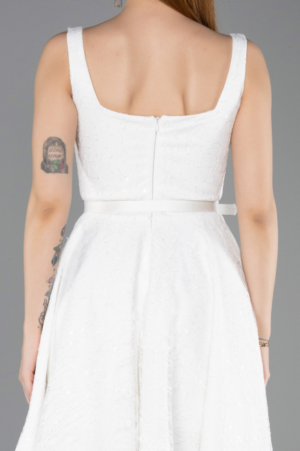 Tenue de Soirée Midi Dantelle Blanc ABK2549