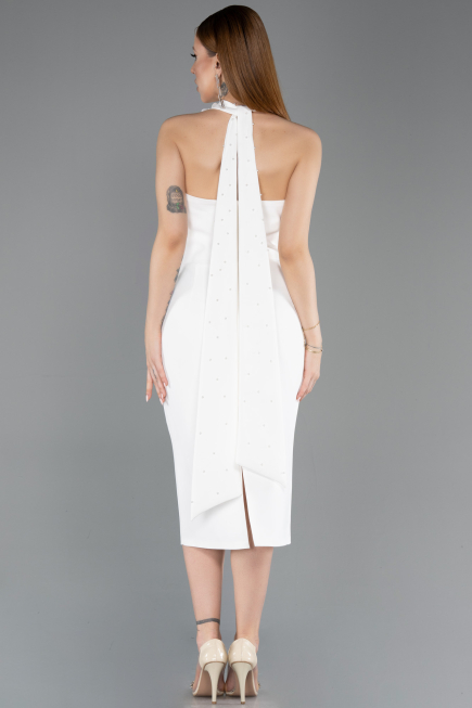 Robe de Cérémonie Midi Blanc ABK2551