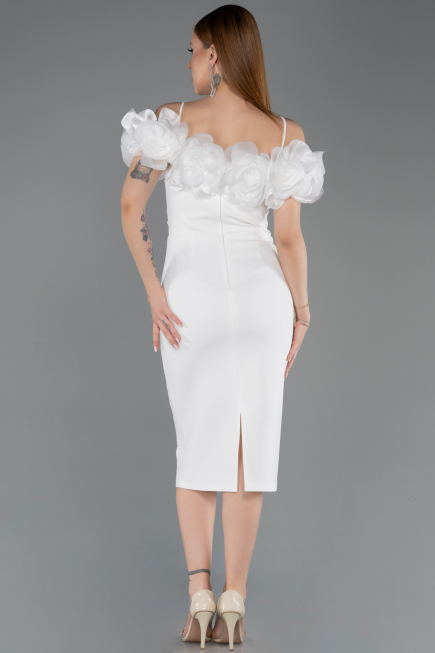 Robe de Cérémonie Midi Blanc ABK2553