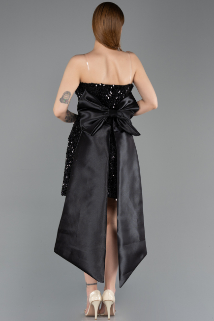 Robe de Cérémonie Courte Squameuse Noir ABK2556
