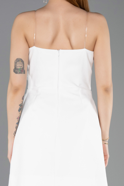 Tenue de Soirée Courte Dantelle Blanc ABK2557