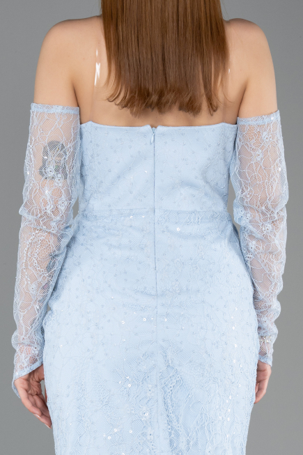 Robe de Cérémonie Midi Dantelle Bleu clair ABK2558
