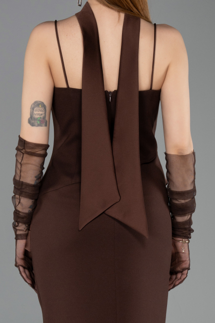 Robe de Cérémonie Midi Brun ABK2559