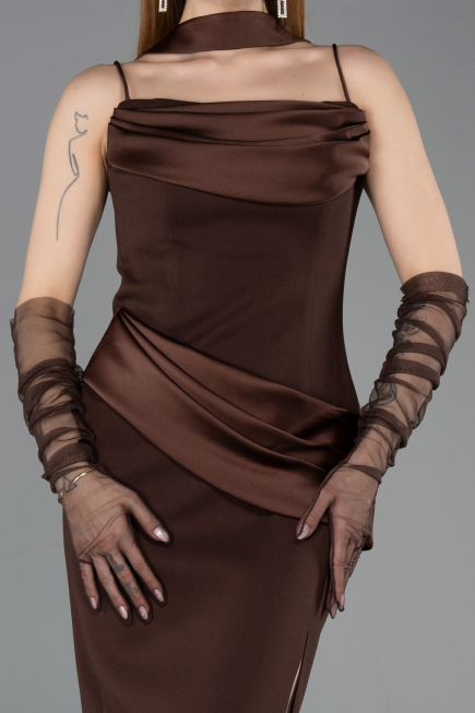 Robe de Cérémonie Midi Brun ABK2559