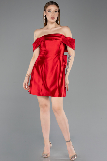 Robe de Cérémonie Mini Satin Rouge ABK2562