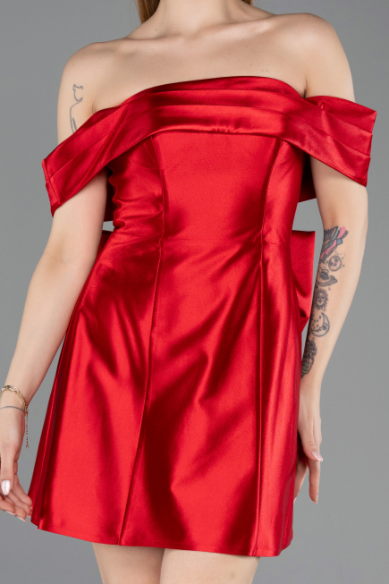 Robe de Cérémonie Mini Satin Rouge ABK2562