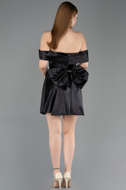 Robe de Cérémonie Mini Satin Noir ABK2562