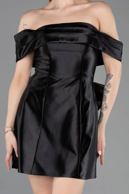 Robe de Cérémonie Mini Satin Noir ABK2562