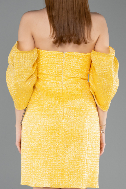 Robe de Cérémonie Courte Jaune ABK2563