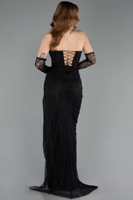Robe de Soirée Longue Dantelle Noir ABU5770