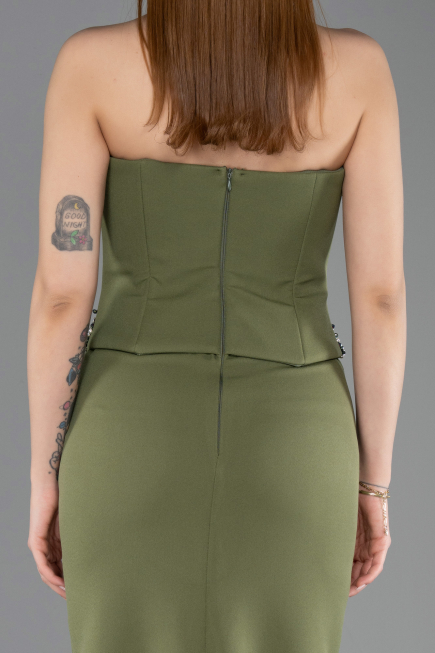 Robe De Soirée Longue Kaki ABU5610