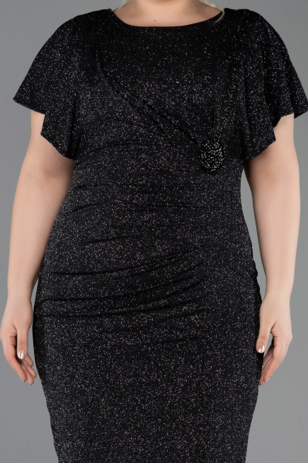 Robe De Soirée Grande Taille Midi Noir-Argent ABK2535