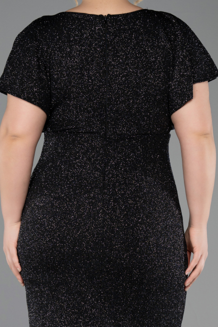 Robe De Soirée Grande Taille Midi Noir-Argent ABK2535