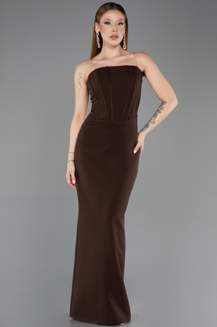 Robe de Soirée Longue Brun ABU5889