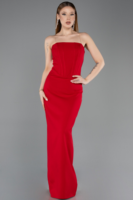 Robe de Soirée Longue Rouge ABU5889