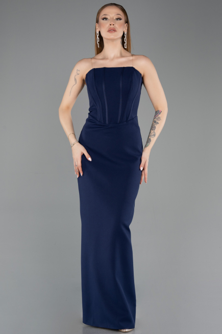 Robe de Soirée Longue Bleu Marine ABU5889