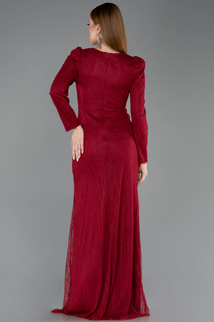 Robe De Soirée Dantelle Longue Rouge Bordeaux ABU5720