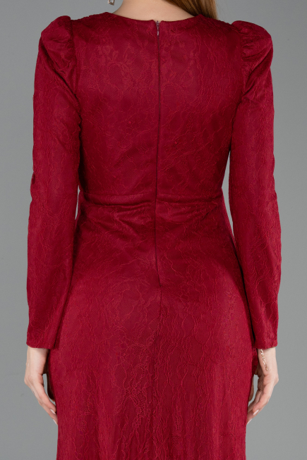 Robe De Soirée Dantelle Longue Rouge Bordeaux ABU5720