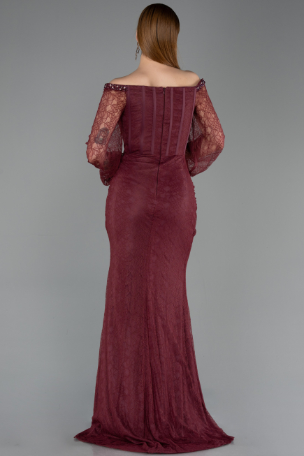 Robe Queue de Poisson Longue Dantelle Rouge Bordeaux ABU5890